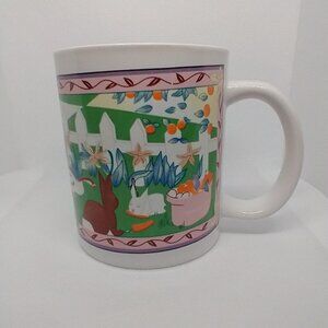 Ceramic Colorful Mug Rabbits - Great Condition